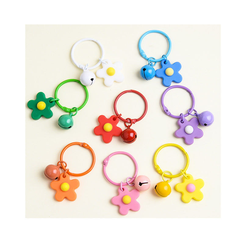 Wholesale Small fresh colorful flower bell keychain
